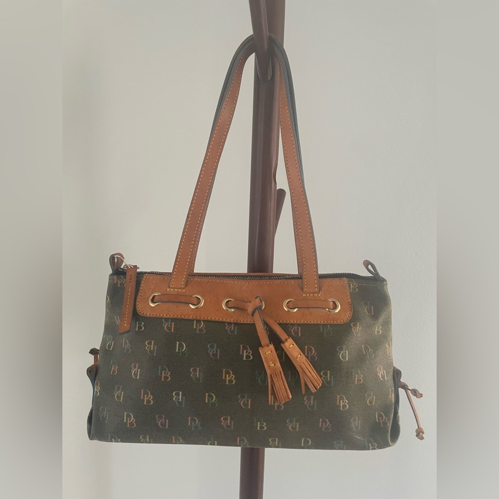 Dooney & Bourke Vintage Brown and Tan Signature Series Collection Shoulder Bag